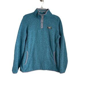 NWT LL Bean Evening Blue 1/4 Snap Fleece Pullover Sweater Misses